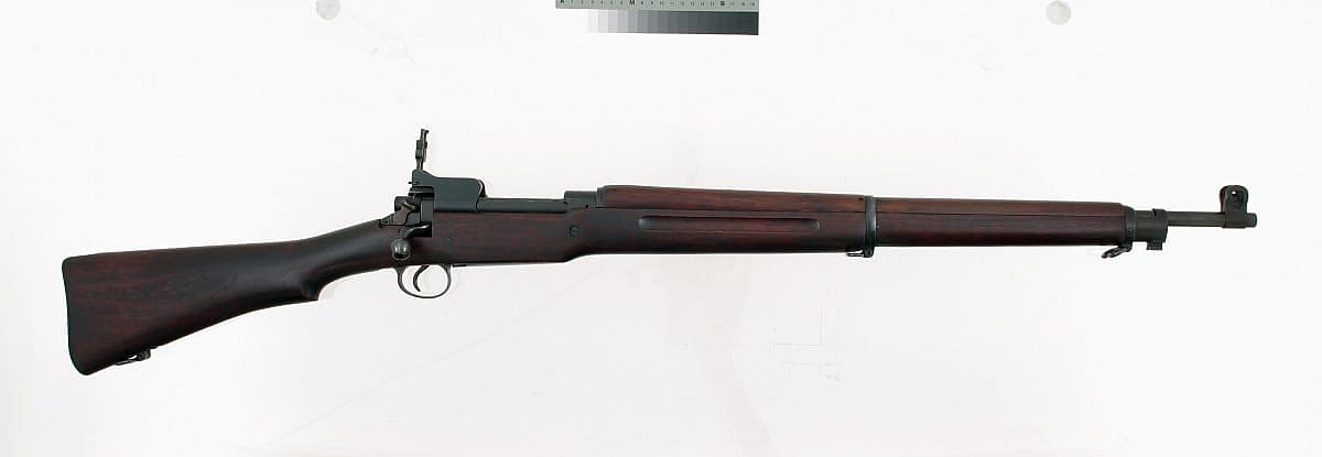 Model 1917 Rifle. This rifle was adapted from a British rifle and the US Army used this alongside the 1903 Springfield. Gift of Olin Corporation, Winchester Arms Collection. 1988.8.107