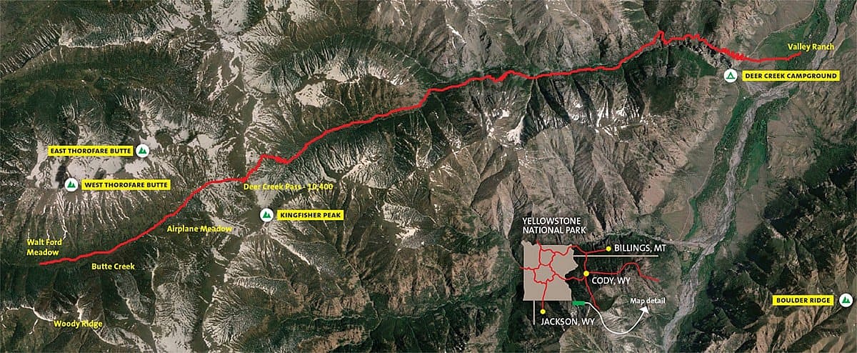 From Google Earth, a map of the Deer Creek-Butte Creek Trail, courtesy the author.