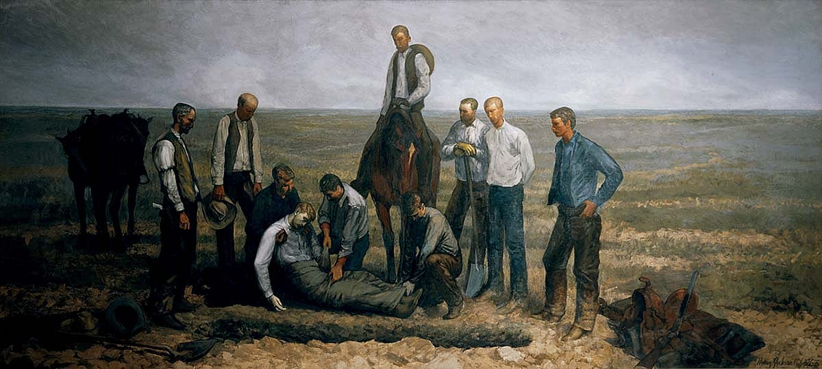 (Fig. 5) Harry Jackson. Range Burial, (1963). Oil on canvas. Gifts of The Coe Foundation. 28.65