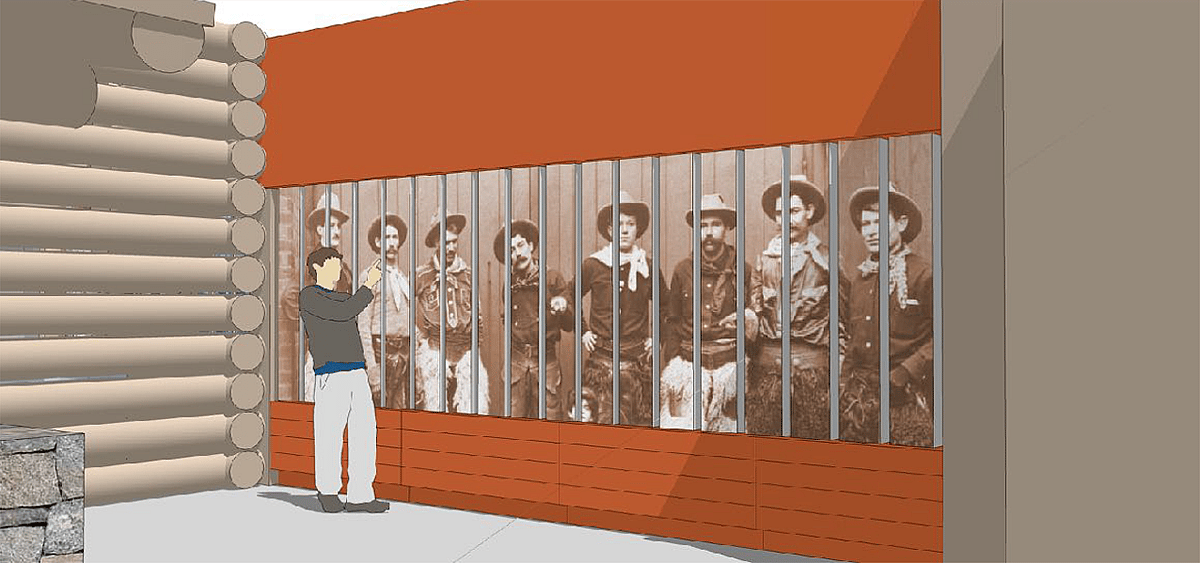 Vertical firearms storage and display. Design concept drawing by Gallagher & Associates.