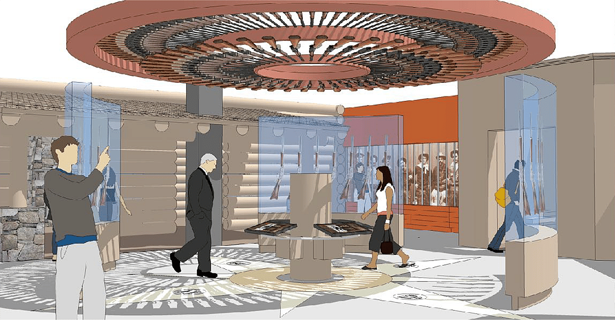 Story of the West interactive. Design concept drawing by Gallagher & Associates.
