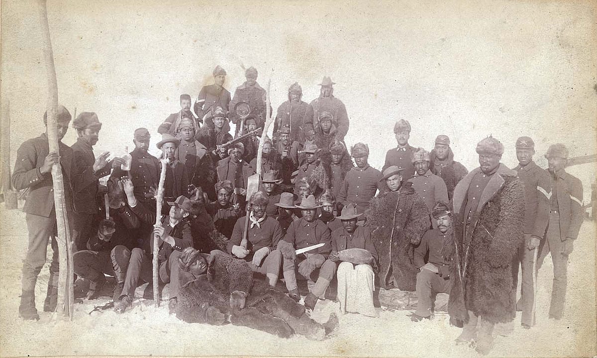 Buffalo soldiers of the 25th Infantry, Ft. Keogh, Montana, 1890. Library of Congress Prints and Photographs Division, Washington, DC 20540 USA. LC-DIG-ppmsca-11406