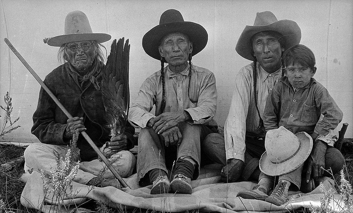 Four generations of the Iron Shirt family, ca. 1922-1935. Northern Cheyenne. MS 165 Thomas B. Marquis Native American Nitrate Negative Collection. PN.165.3.38