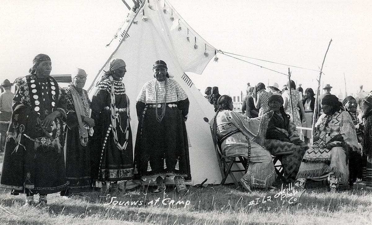 Women in camp, 1910-1920. MS 320 Paul Dyck Plains Indian Buffalo Culture Collection. P.320.462
