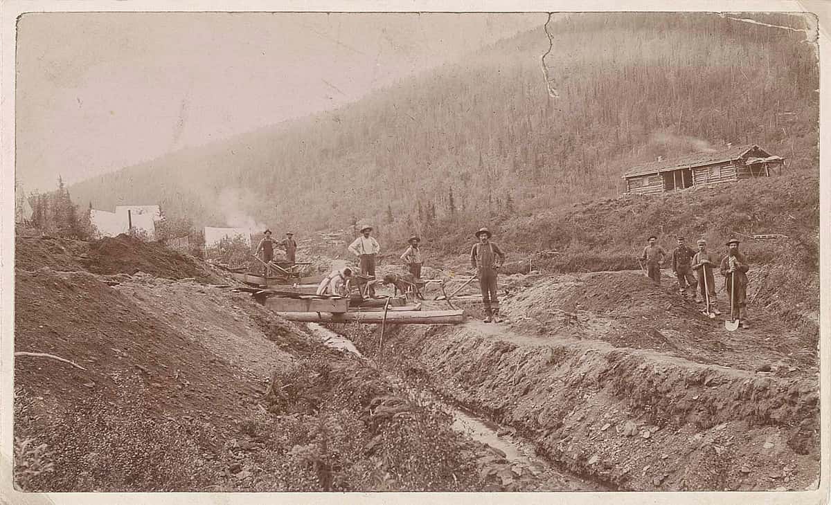 Montana Bill's father, Charles A. Robeson, was apparently in California when gold was discovered there. Pictured here, a gold miners' camp during the California Gold Rush, ca. 1848-1853. SSF - Gold Rush in California - Mining, Prospecting, and Panning for Gold, El Dorado, California. Library of Congress Prints and Photographs Division Washington, D.C. 20540 USA. LC-DIG-ds-04487