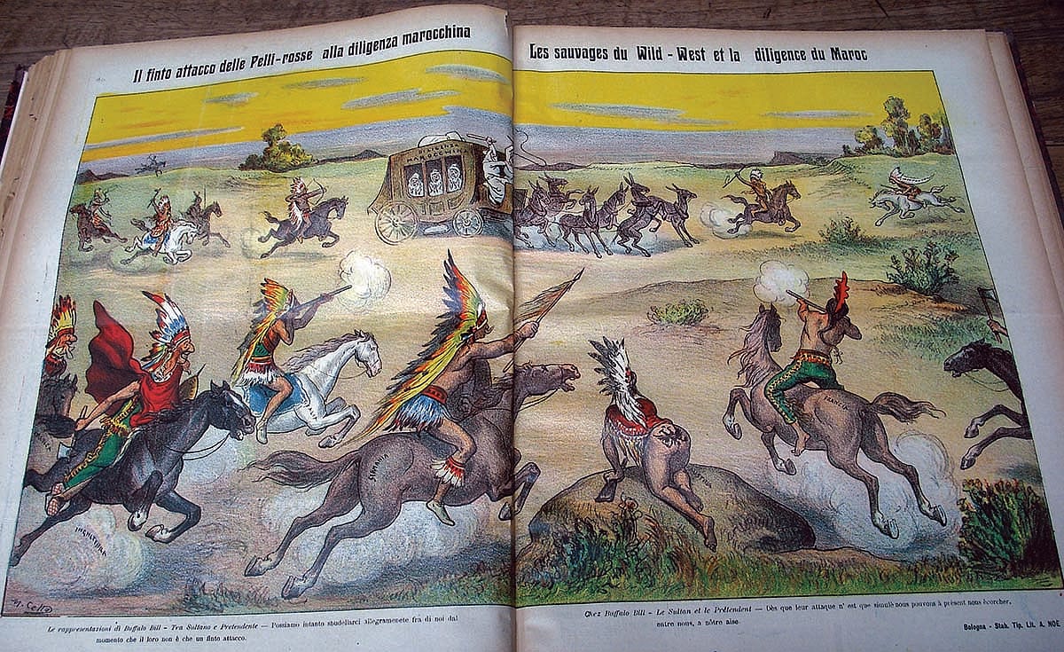 Crisis in Morocco portrayed as a Wild West show scenario in "La Rana."