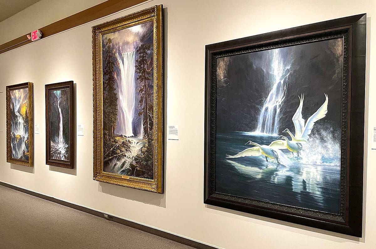 Waterfall paintings by M.C. Poulsen are featured in the special exhibition Yellowstone: For the Benefit and Enjoyment of the People, which marks the park's 150th anniversary.