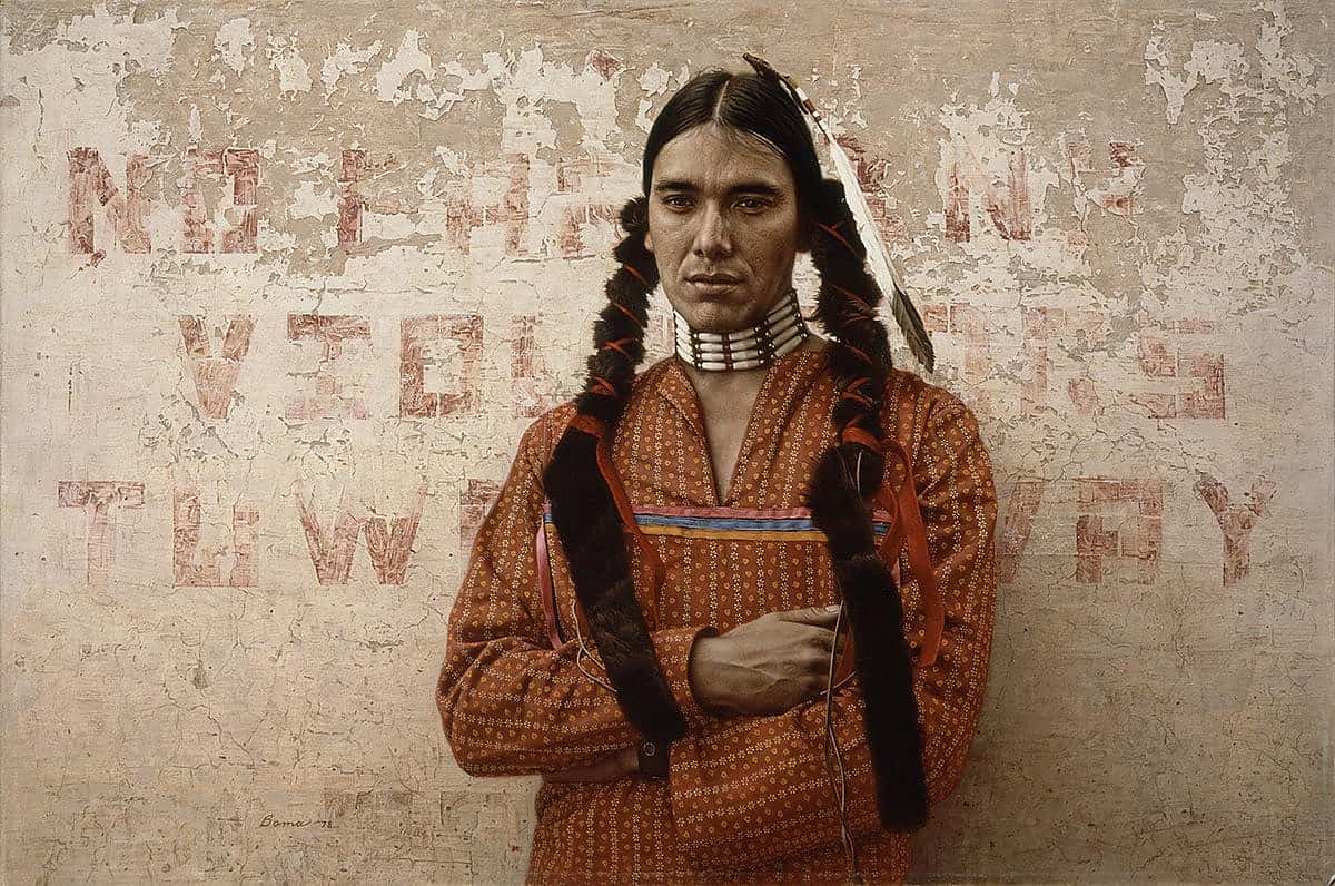 James Bama (b. 1926). A Contemporary Sioux Indian, 1978. Oil on panel, 23.375 x 35.375 inches. William E. Weiss Contemporary Art Fund Purchase. 19.78
