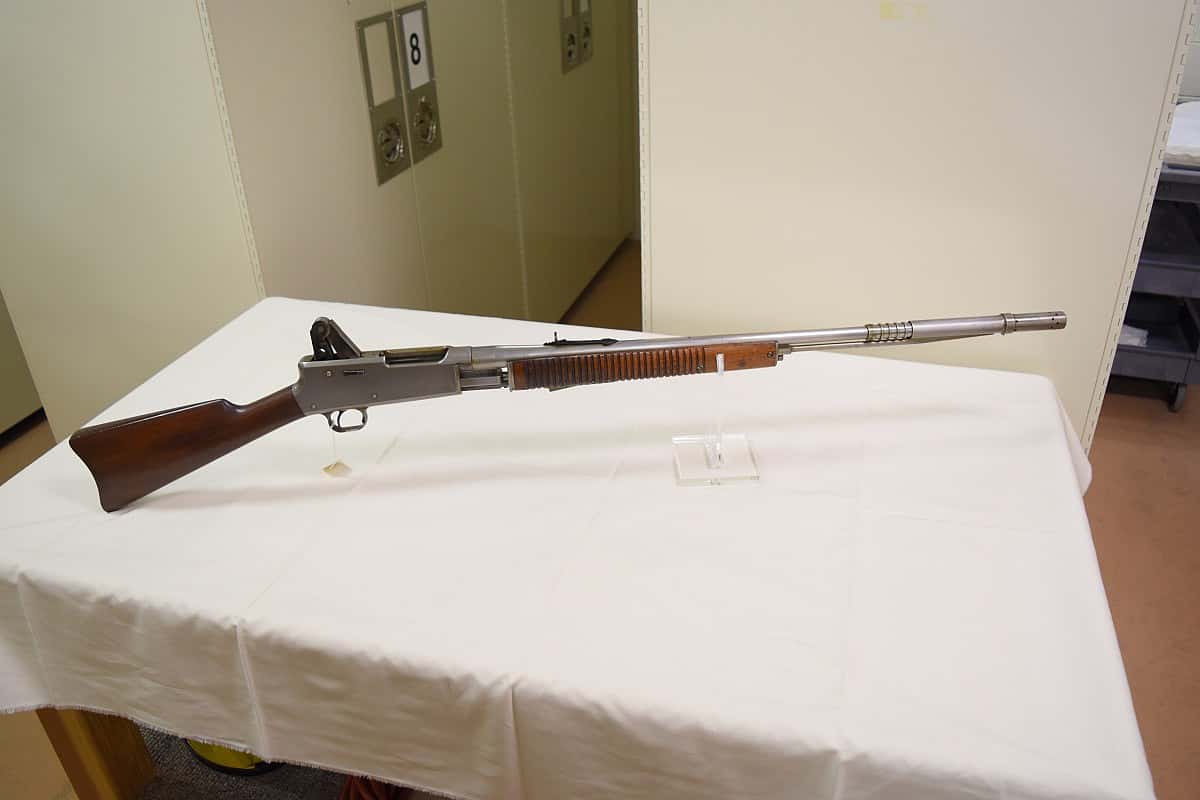 Mason's toggle link rifle with the action fully open.