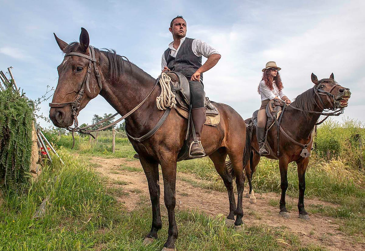 "Portrait of Two Riders," Pitigliano, 2016. Photograph by Gabrielle Saveri.