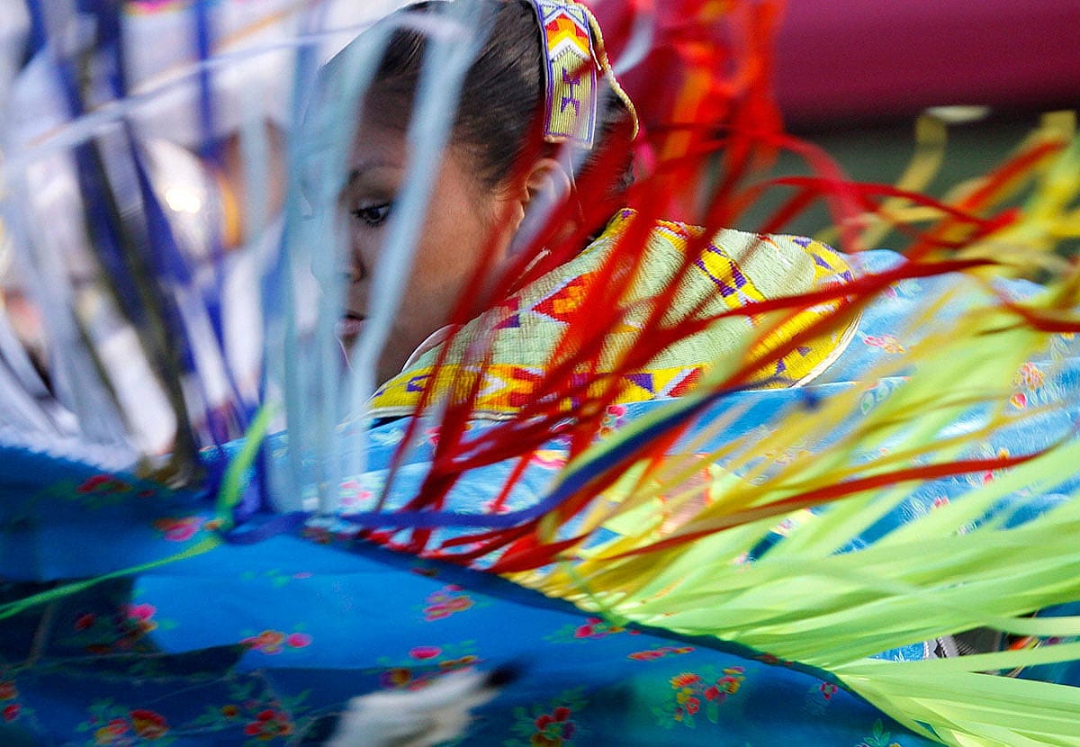 Fancy Shawl Dancer, Plains Indian Museum Powwow, June 2012. MS 426 Ken Blackbird Collection. P.426.05366