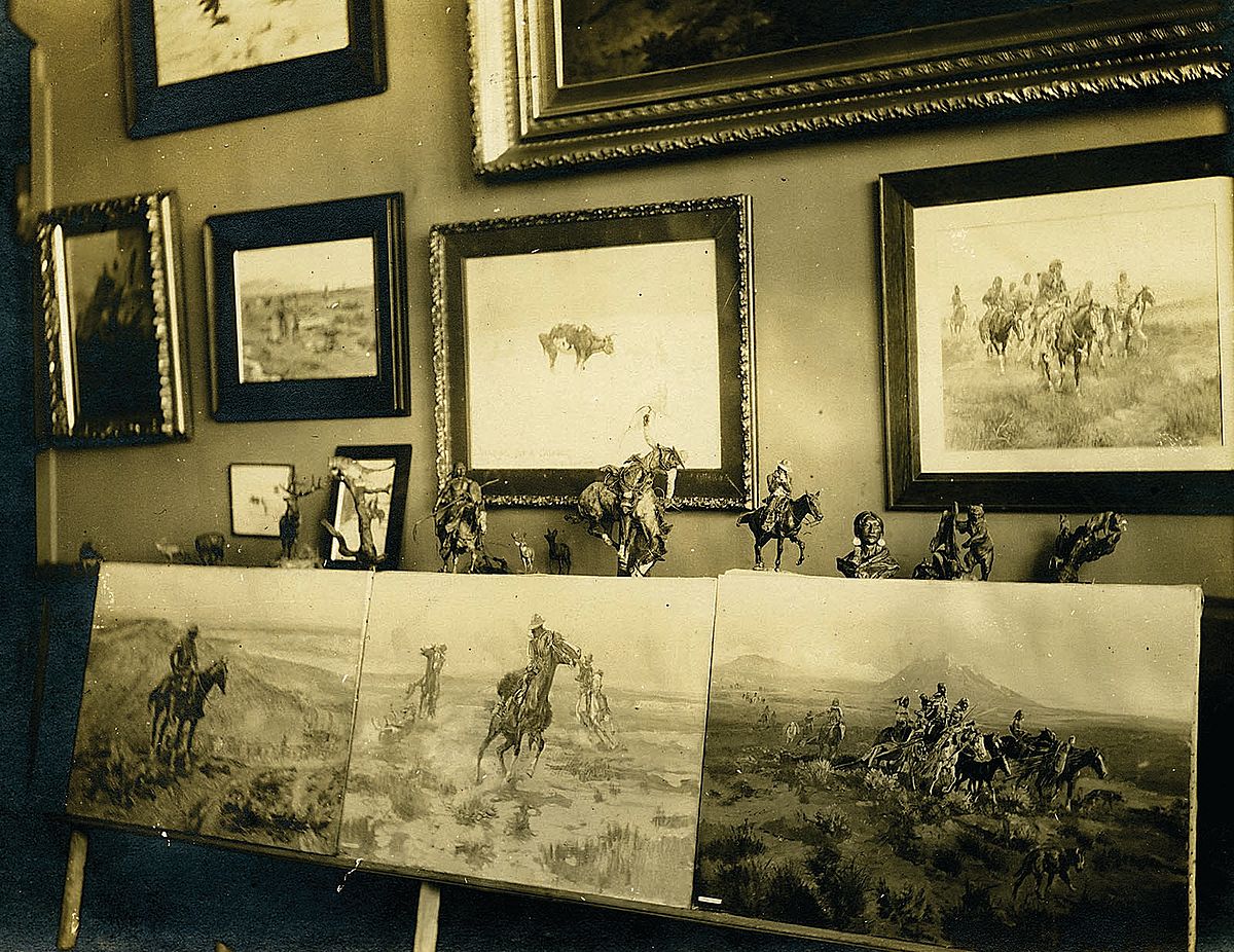 Fig. 4: Russell exhibition at the Schatzlein Gallery, Butte, Montana, 1909. C.M. Russell Museum, Great Falls, Montana.