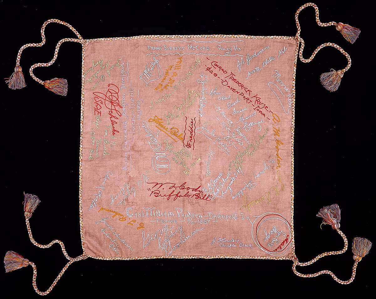 A Treasure from Our West: pillow cover embroidered by Annie Oakley. 1.69.2120