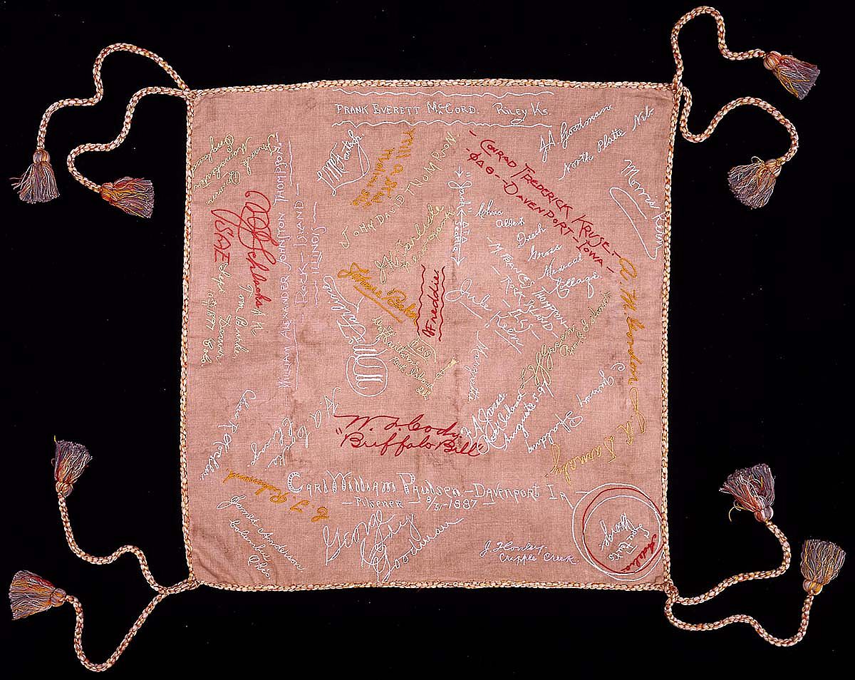 A Treasure from Our West: pillow cover embroidered by Annie Oakley. 1.69.2120