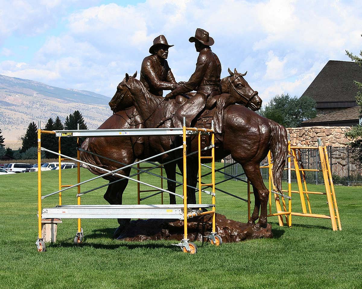 Newly conserved Code of the West sculpture. Herb Mignery (b. 1937). "Code of the West," 1998. Bronze, 140 x 137 x 72 inches. Gift of Mike Kammerer / Cody of the West Foundation. 9.01