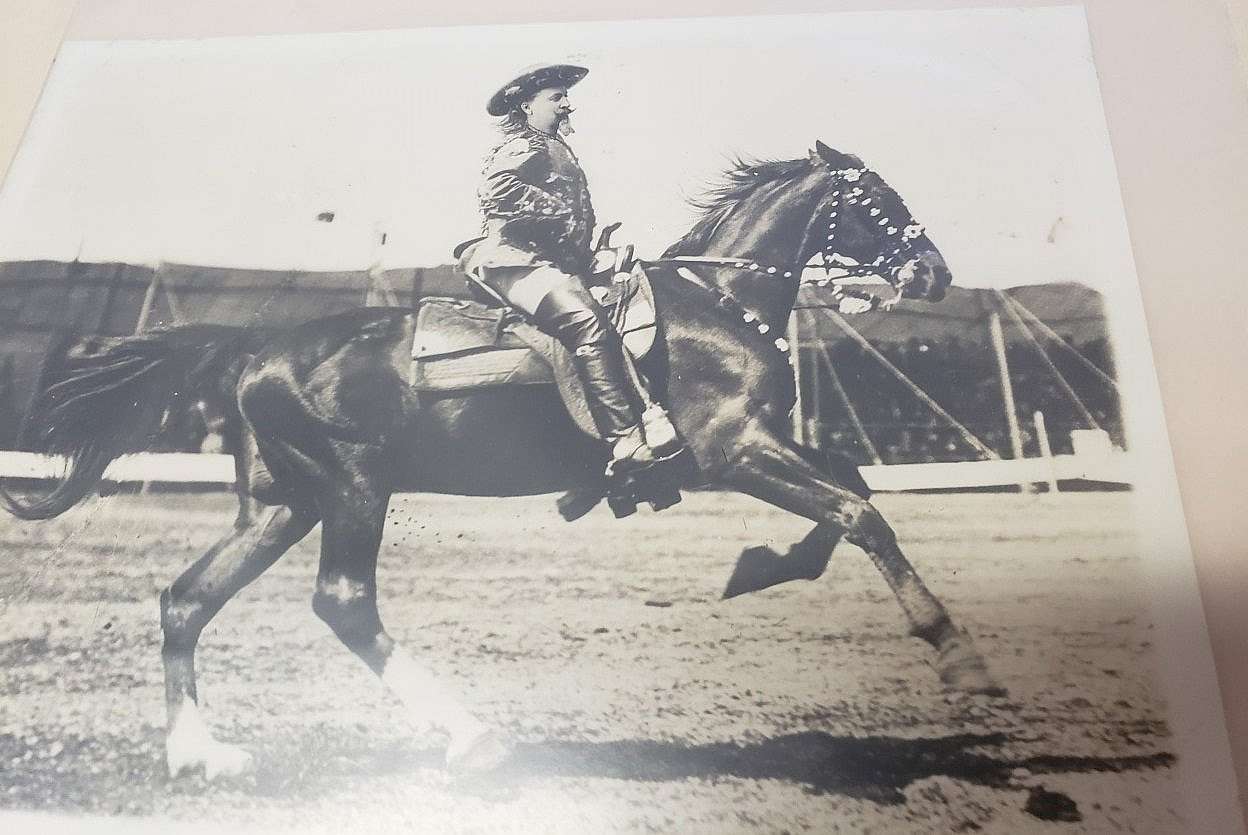 Altered photograph of William F. Cody on horseback. MS 71 Vincent Mercaldo Collection, McCracken Research Library. P.71.1392