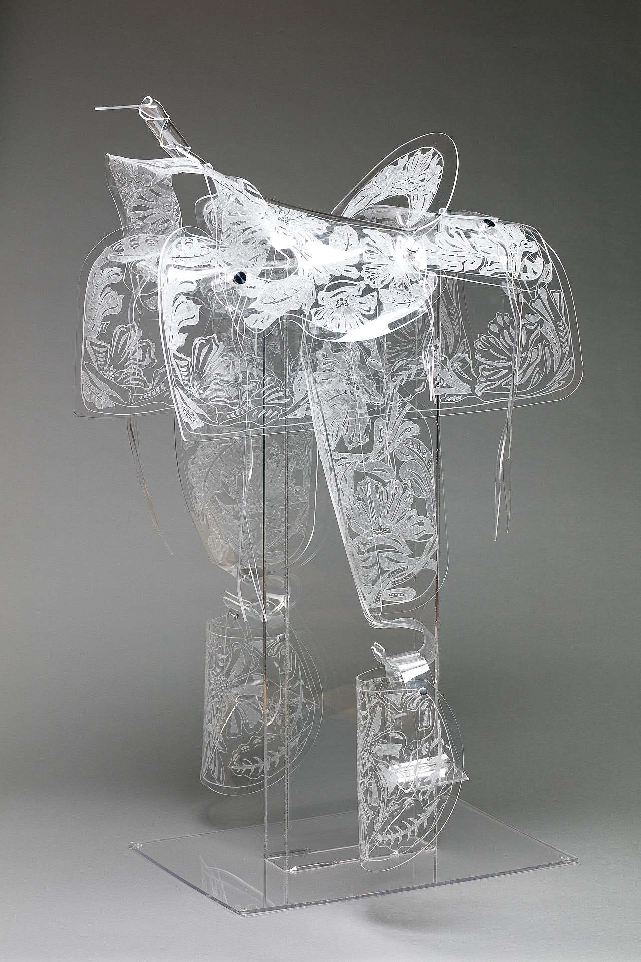 Plexiglass saddle by Maeve Eichelberger