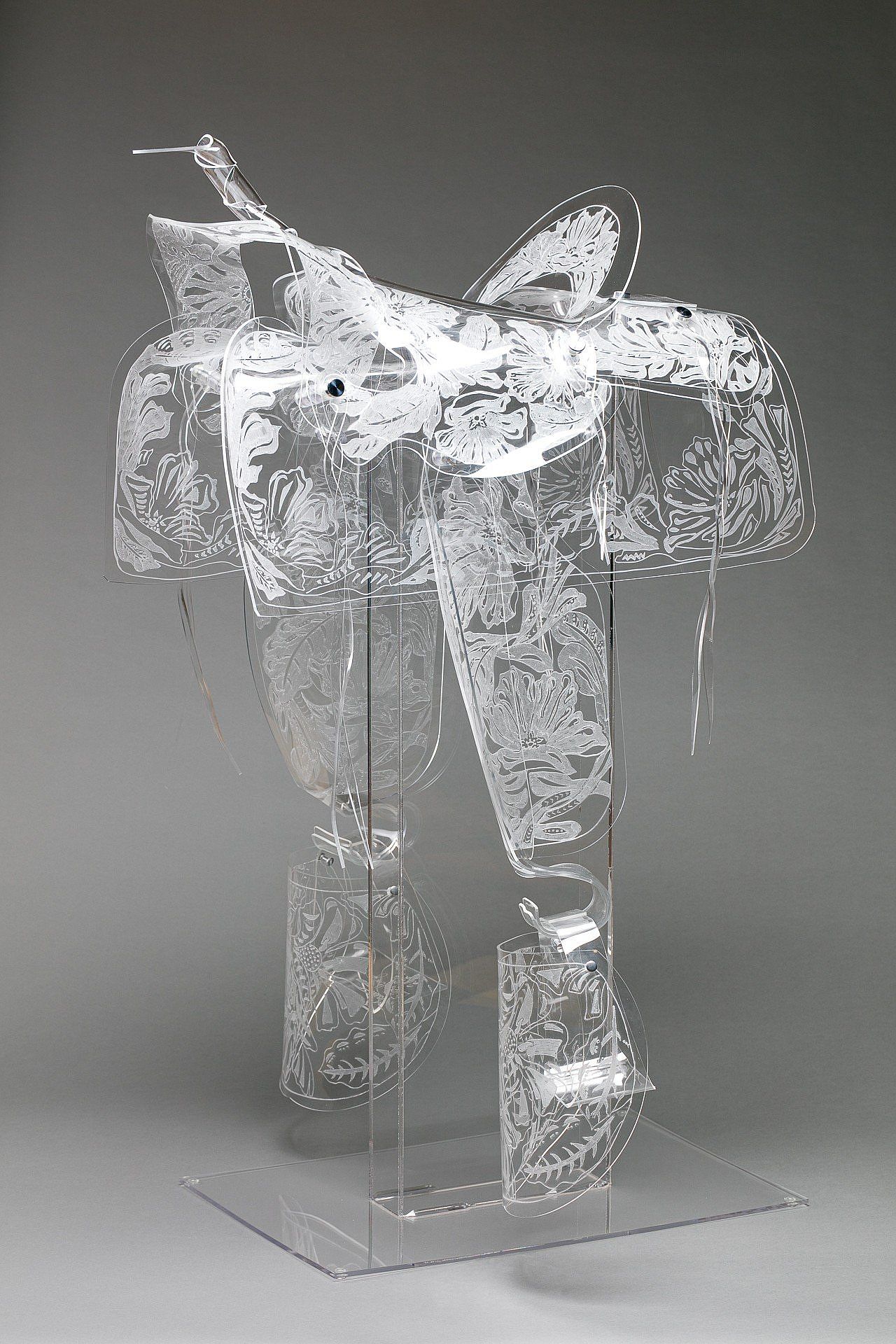 Plexiglass saddle by Maeve Eichelberger