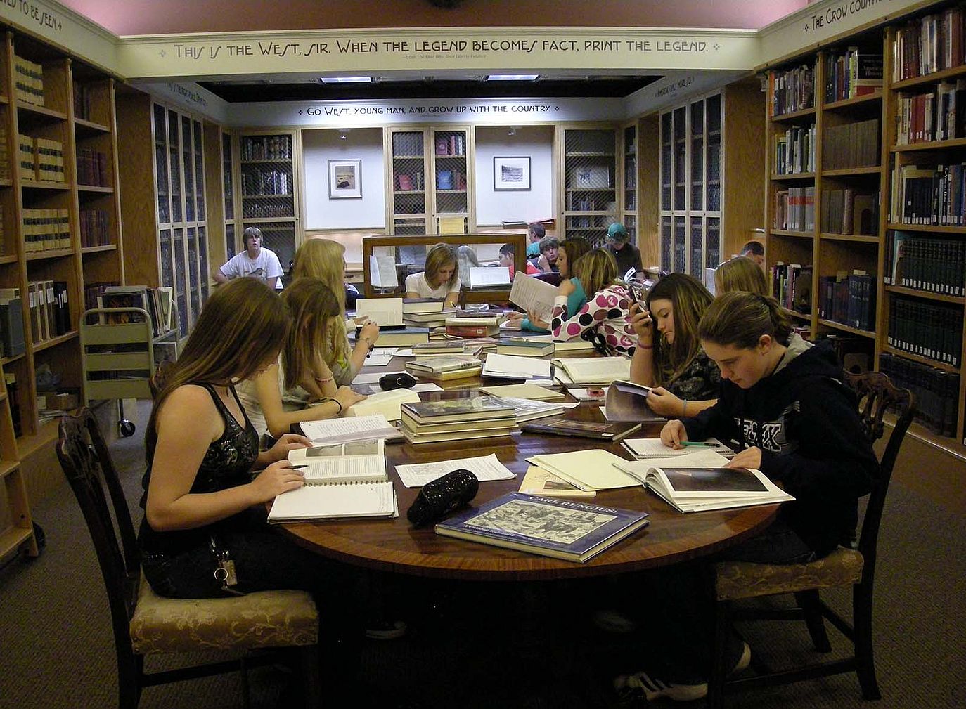 Greybull High School students researching in the McCracken Research Library