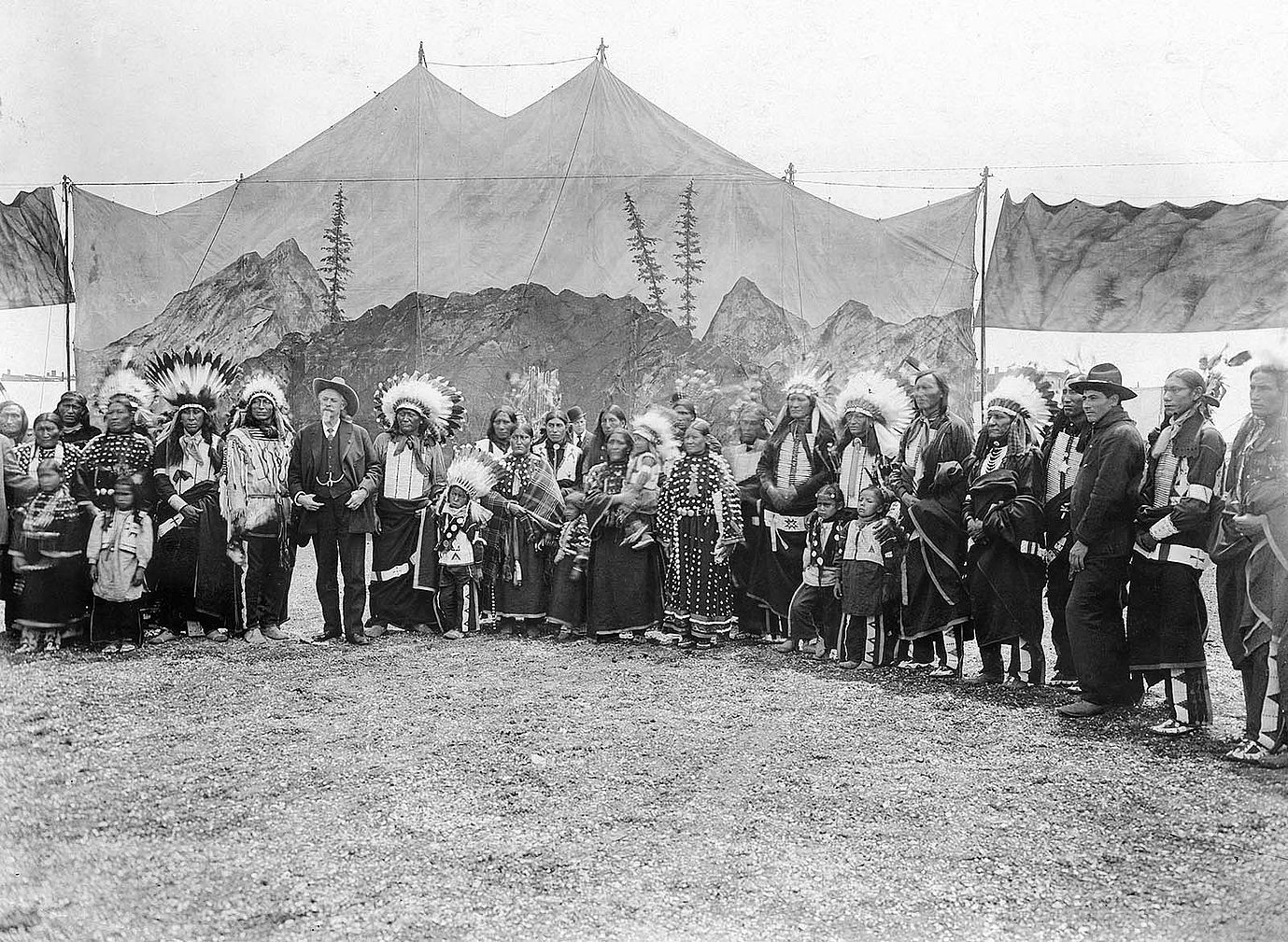 William F. Cody with Native Americans in Wild West arena, ca. 1890-1910. MS 6 William F. Cody Collection, McCracken Research Library. P.69.897