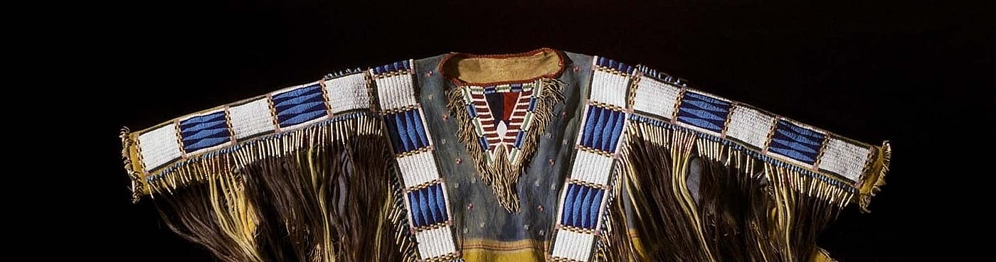 An object from the virtual collection: Oglala Sioux shirt worn by Red Cloud, ca. 1870s. Adolph Spohr Collection. Gift of Larry Sheerin. NA.202.598 (detail)