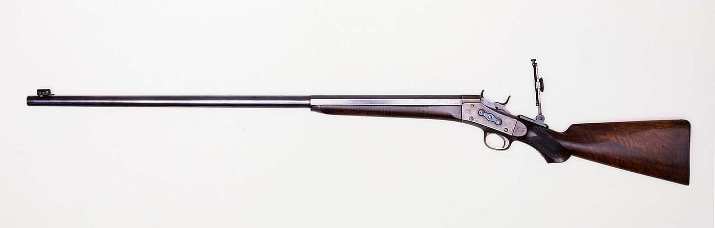 Remington Rolling Block Creedmoor Target Rifle rifle that belonged to George Armstrong Custer. .44 caliber. Gift of Olin Corporation, Winchester Arms Collection. 1988.8.735