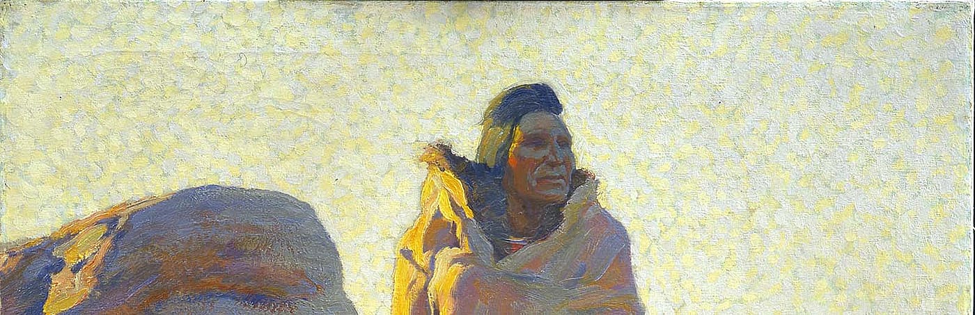 Maynard Dixon (1875 – 1946). The Medicine Robe, 1915. Oil on canvas. Gift of Mr. and Mrs. Godwin Pelissero. 2.73 (detail)