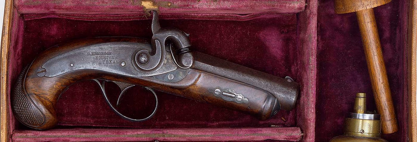 Cased percussion pistols, .47 caliber, ca. 1855. Gift of Olin Corporation, Winchester Arms Collection. 1988.8.237 (detail)