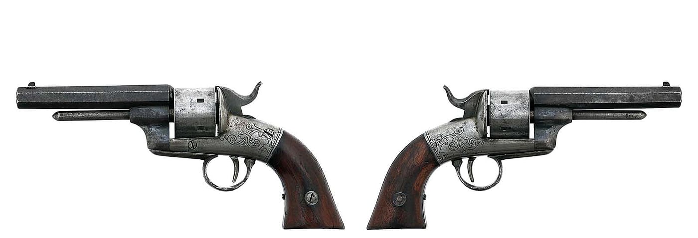 Bacon Pocket Model revolver (both sides), ca. 1860s. Gift of Olin Corporation, Winchester Arms Collection. 1988.8.3223