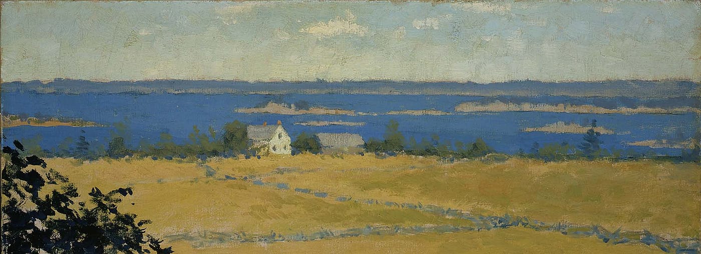 Frederic Remington (1861 – 1909). "Chippewa Bay," ca. 1907 – 1908. Oil on board, 12 x 18 in. Gift of the Coe Foundation. 2.67 (detail)