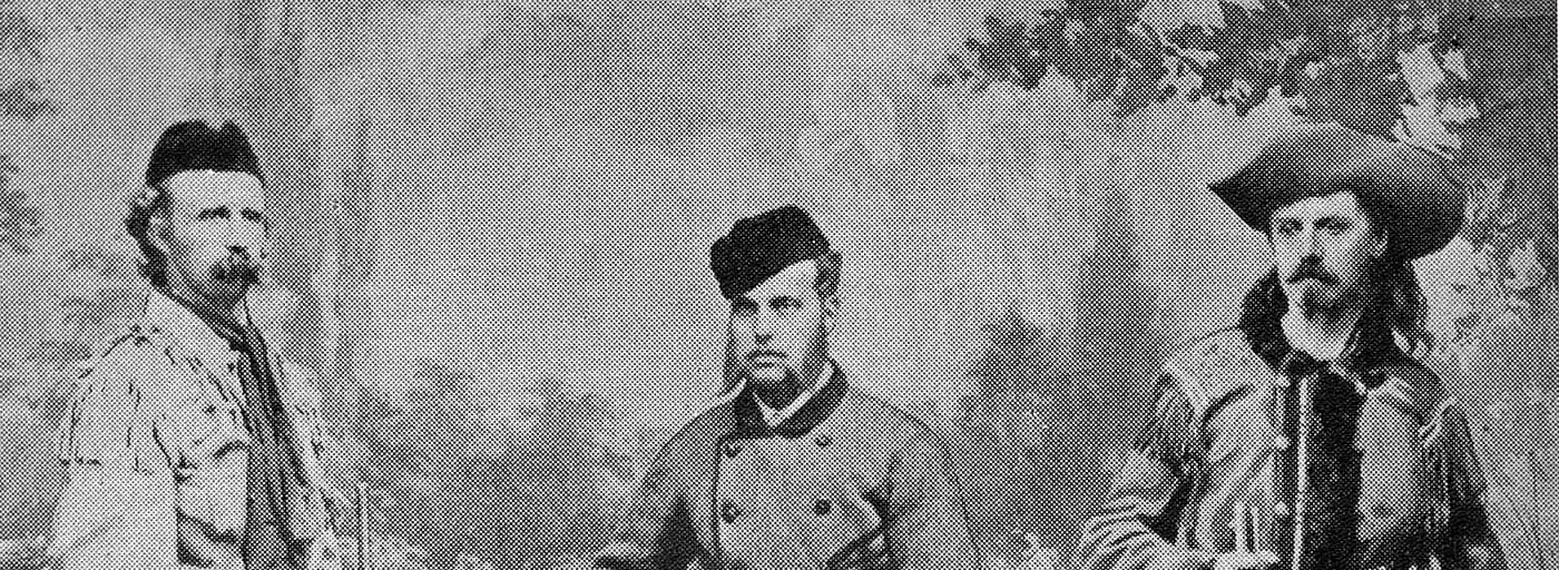 Lt. Colonel George Armstrong Custer, Russia's Grand Duke Alexis, and William F. "Buffalo Bill" Cody. Black and white photograph, 1872. MS 6 William F. Cody Collection. P.69.819 (detail)
