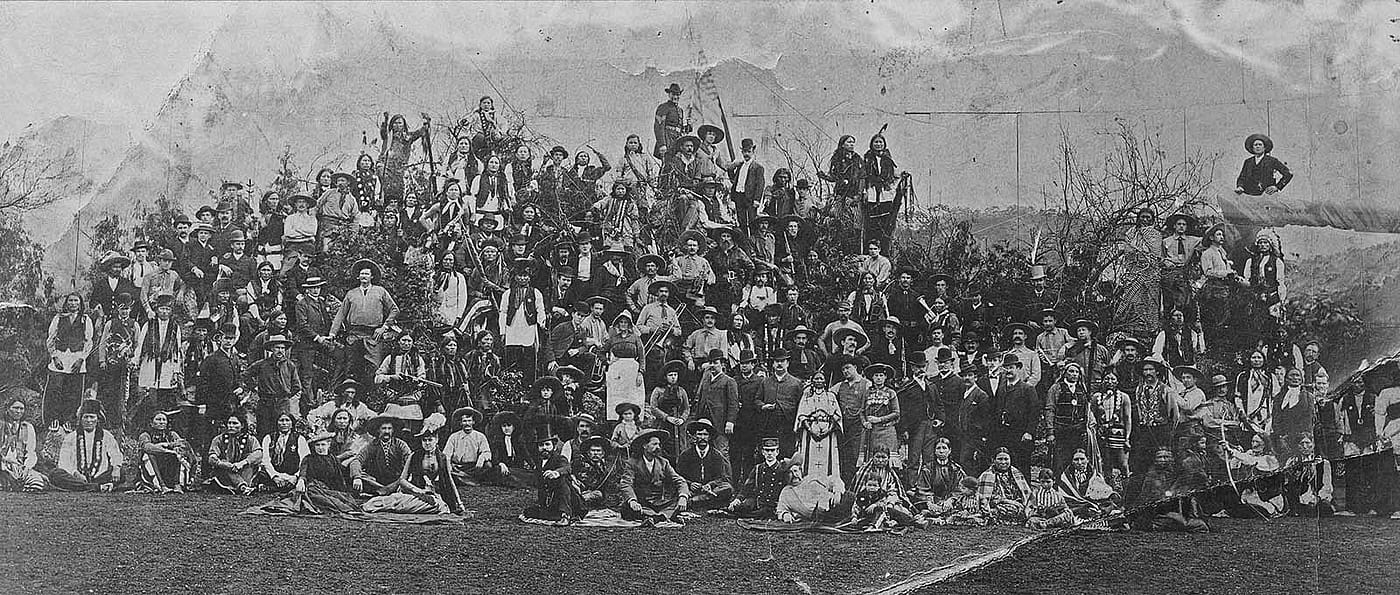 Fig. 7: Buffalo Bill's Wild West show cast and personnel, Earl's Court, London, England, May 1887. MS 6 William F. Cody Collection, McCracken Research Library. P.6.205