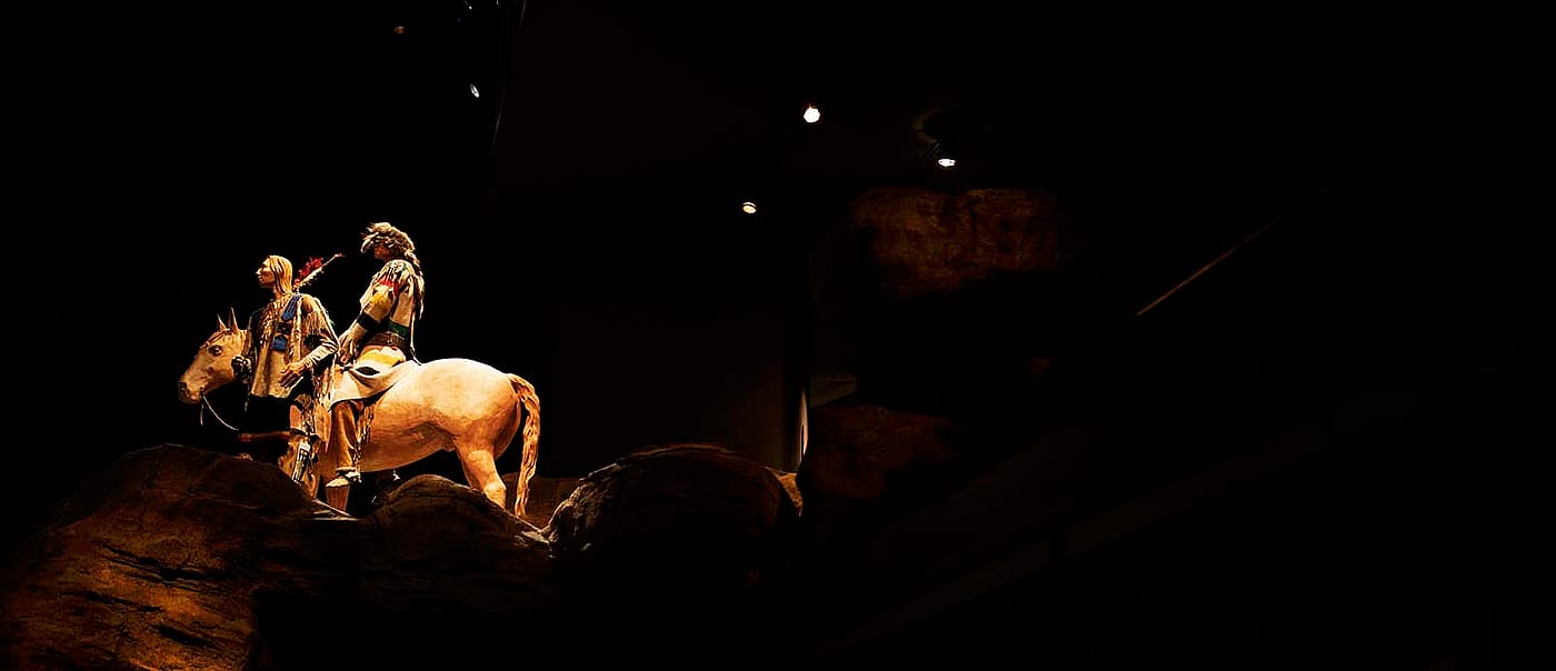 Plains Indian Museum, horse and rider overlooking Seasons of Life