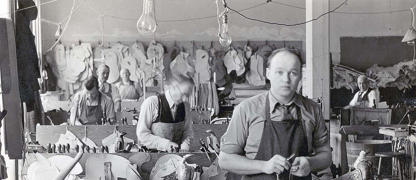 Victor Alexander at the California Saddle Shop, ca. 1936-39. Gift of Audrey Alexander Sommer. MS 60 Victor Alexander Collection, McCracken Research Library. P.60.87 (detail)