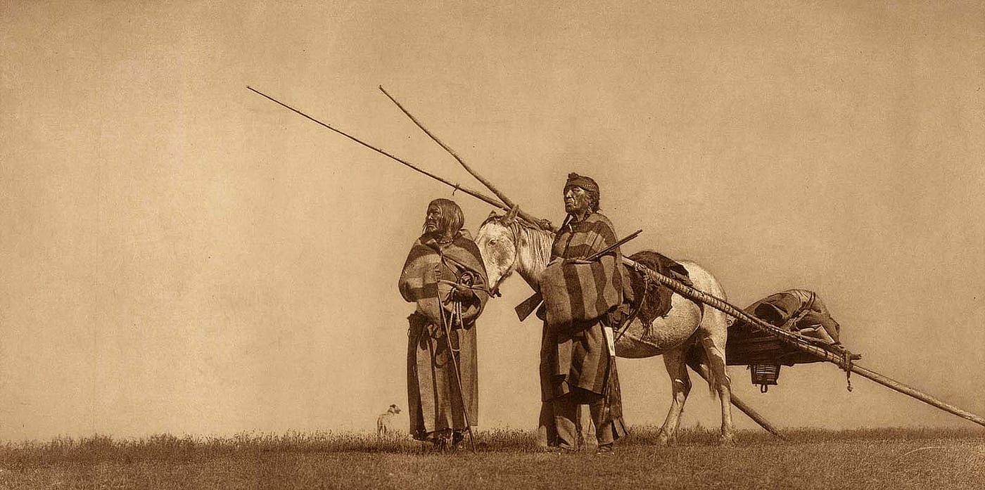 Curtis Portfolios, Volume 18, Plate-637, “A Blackfeet Travois” (detail)