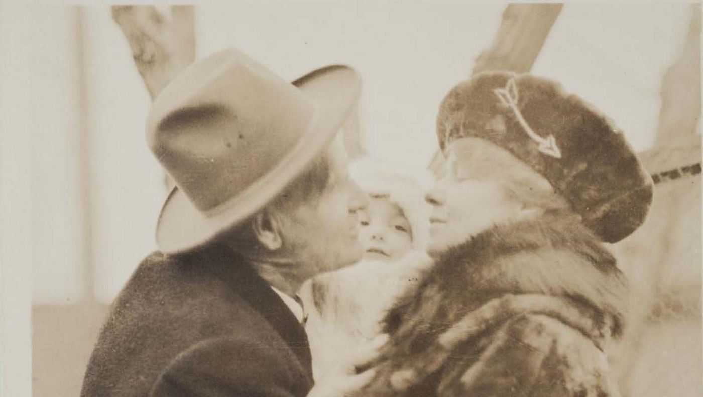 Charles M. Russell and Nancy C. Russell with Jack. TU2009.39.5686a-b. Charles M. Russell Research Collections (Britzman). circa 1919. Tulsa: Gilcrease Museum. (detail)