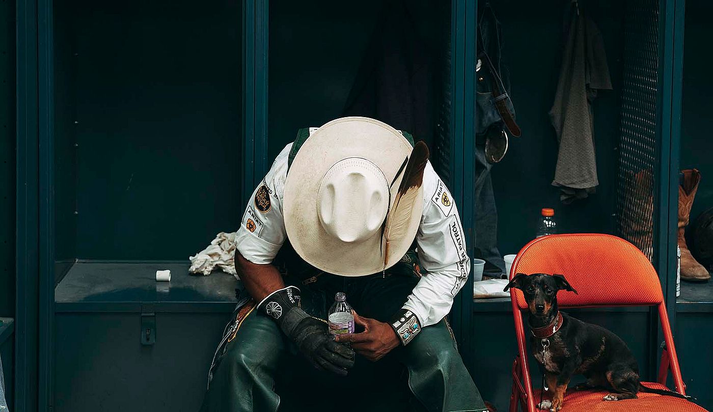 Bull rider Keyshawn Whitehorse, Navajo. Photograph by Ivan B. McClellan.