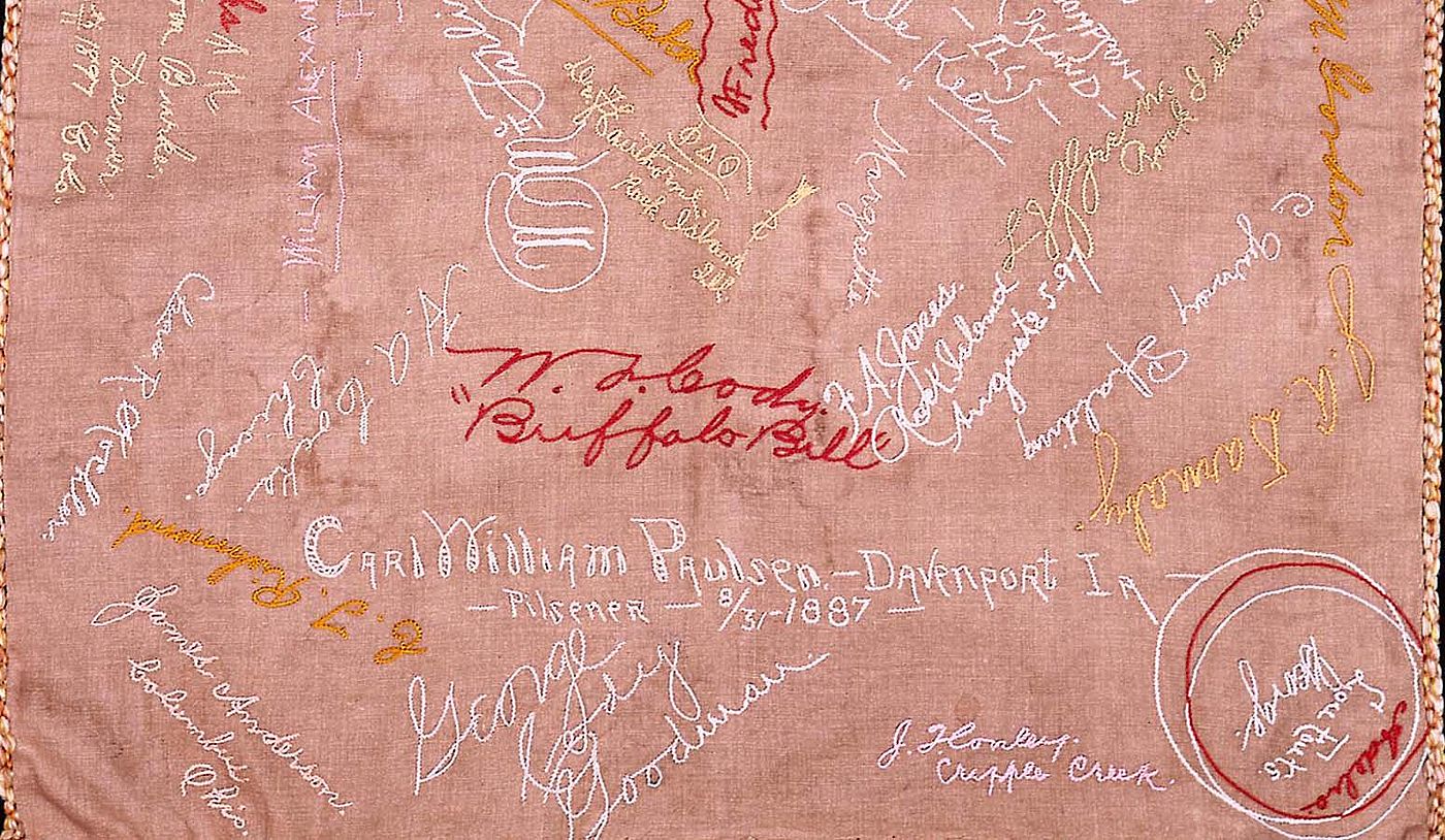 Pillow cover embroidered by Annie Oakley. 1.69.2120