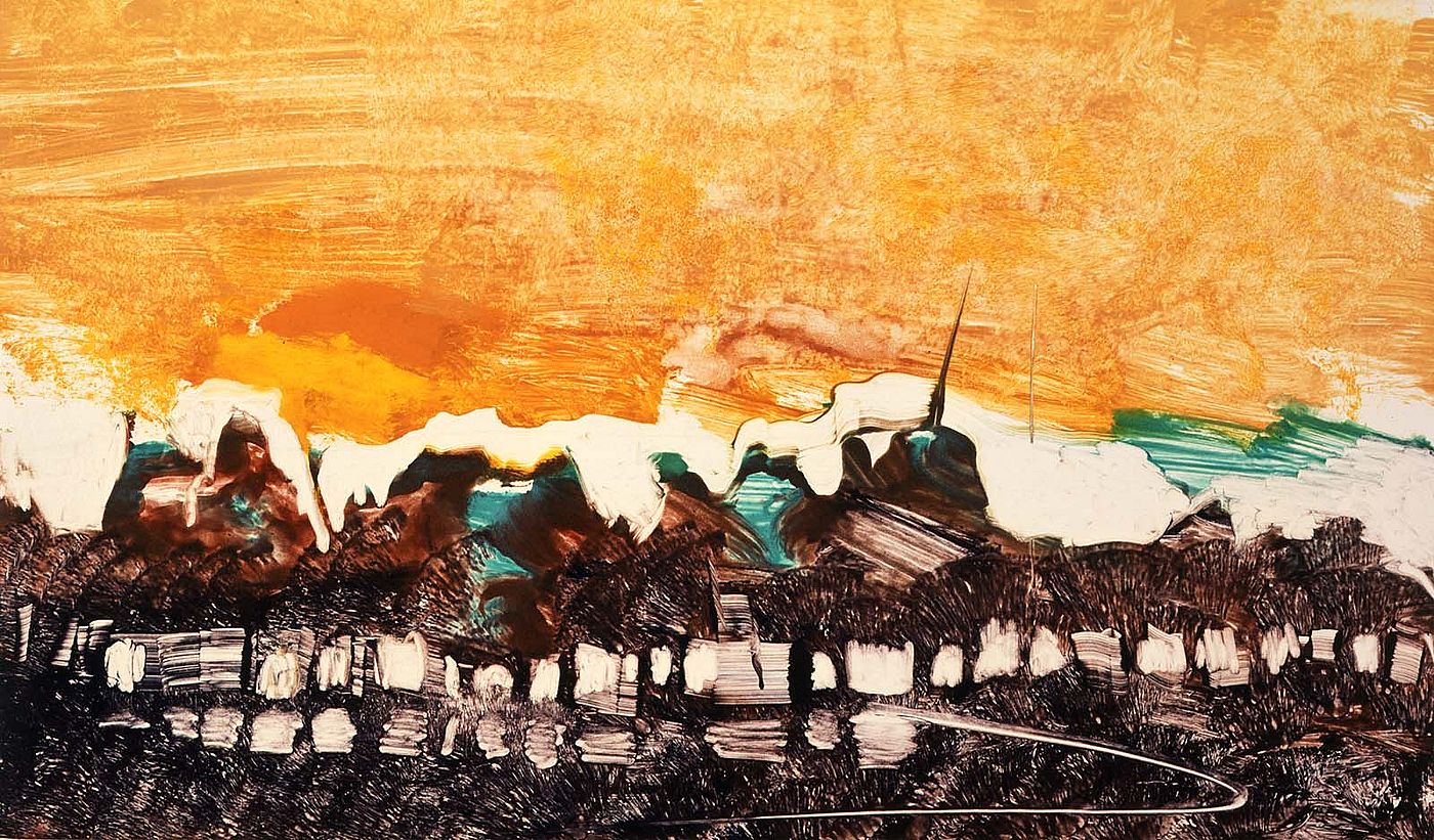 Earl Biss, "The Sun, The Earth, and Us in Between," 1989. Monotype, 20 x 16 inches. Gift of Patricia Ann Prince, in loving memory of her husband, Walter Duquesne Prince, 1943-2006. 4.07.3 (detail)