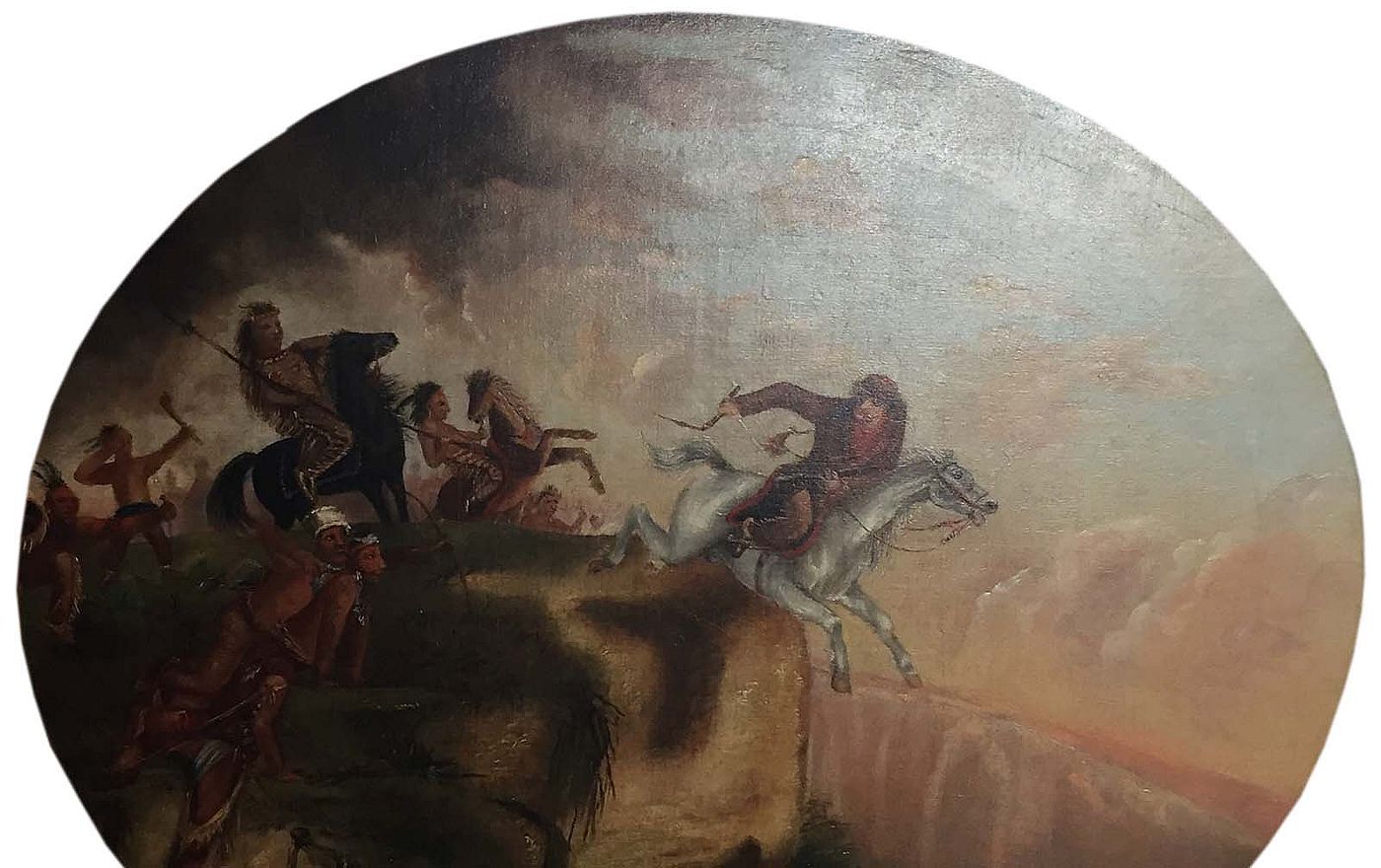 Unknown artist. McCullough's Leap, after 1852. Oil on canvas, 24.875 x 29.5 inches. Gift of Edgar William and Bernice Chrysler Garbisch. 10.77 (detail)
