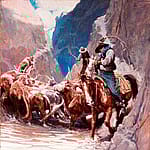 National Cowboy Day: N.C. Wyeth, Rounding Up - Little Rattlesnake Creek, 1904