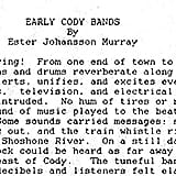 Essay on the early musical bands of Cody, Wyoming.
