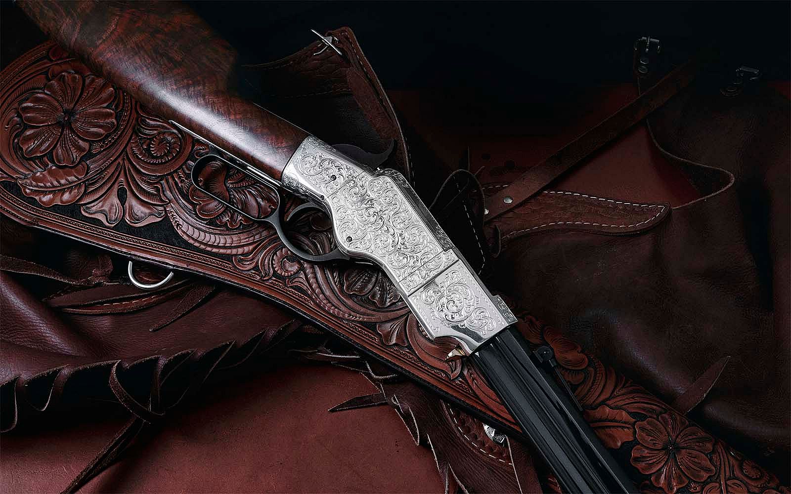The engraving on the Henry Rifle auction item pays tribute to 19th-century engraver Louis Daniel Nimschke.