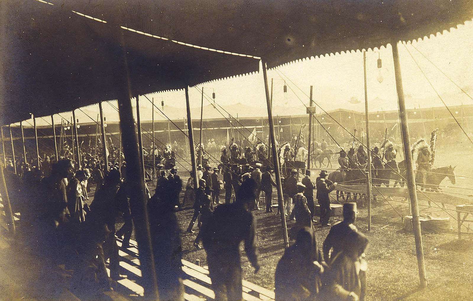 View from the grandstand of Buffalo Bill's Wild West, undated. MS 6 William F. Cody Collection. Gift of Dave Bouldry and Sadie Bouldry. P.69.1675