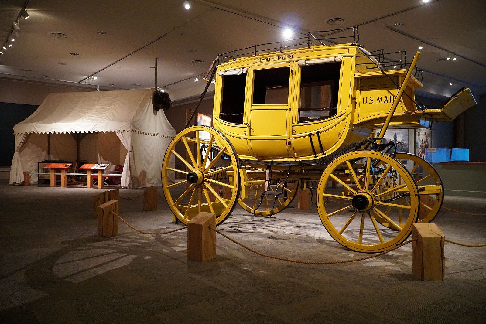 Deadwood stagecoach exhibit, Buffalo Bill Museum, Buffalo Bill Center of the West, Cody, Wyoming, USA. Stagecoach, 1.69.2726 (BBCW-BBM03)
