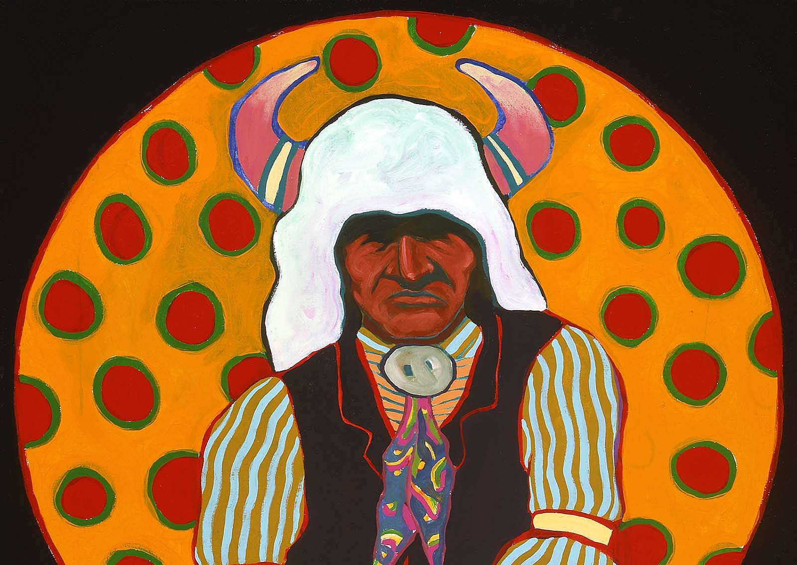 T.C. Cannon (1946-1978). "Buffalo Medicine Keeper," ca. 1974. Acrylic and oil on canvas. William E. Weiss Memorial Fund Purchase. 8.02