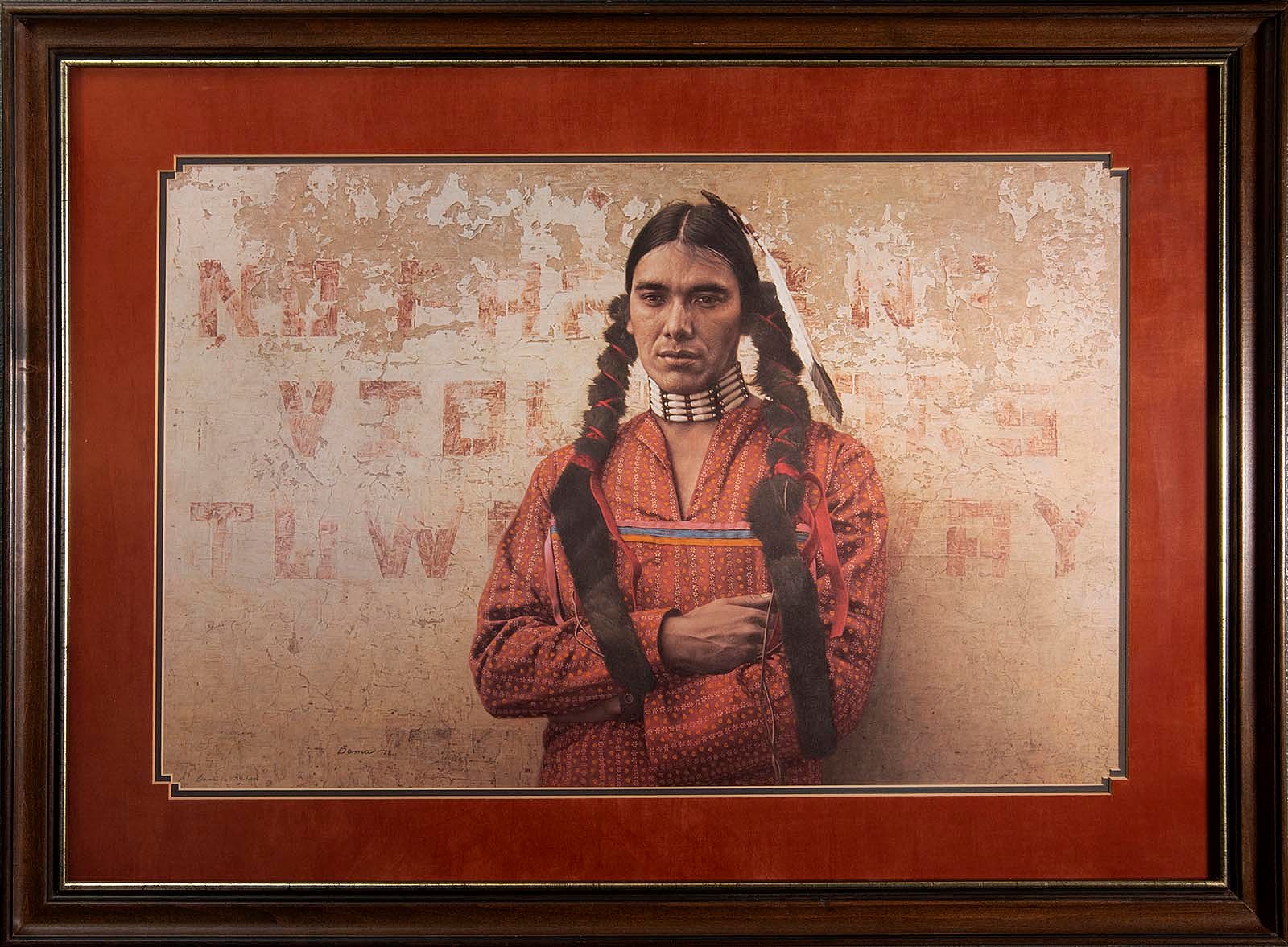 James Bama print: "A Contemporary Sioux Indian," framed, signed, and numbered, 594/1000; 29 3/4 x 39 3/4 inches.
