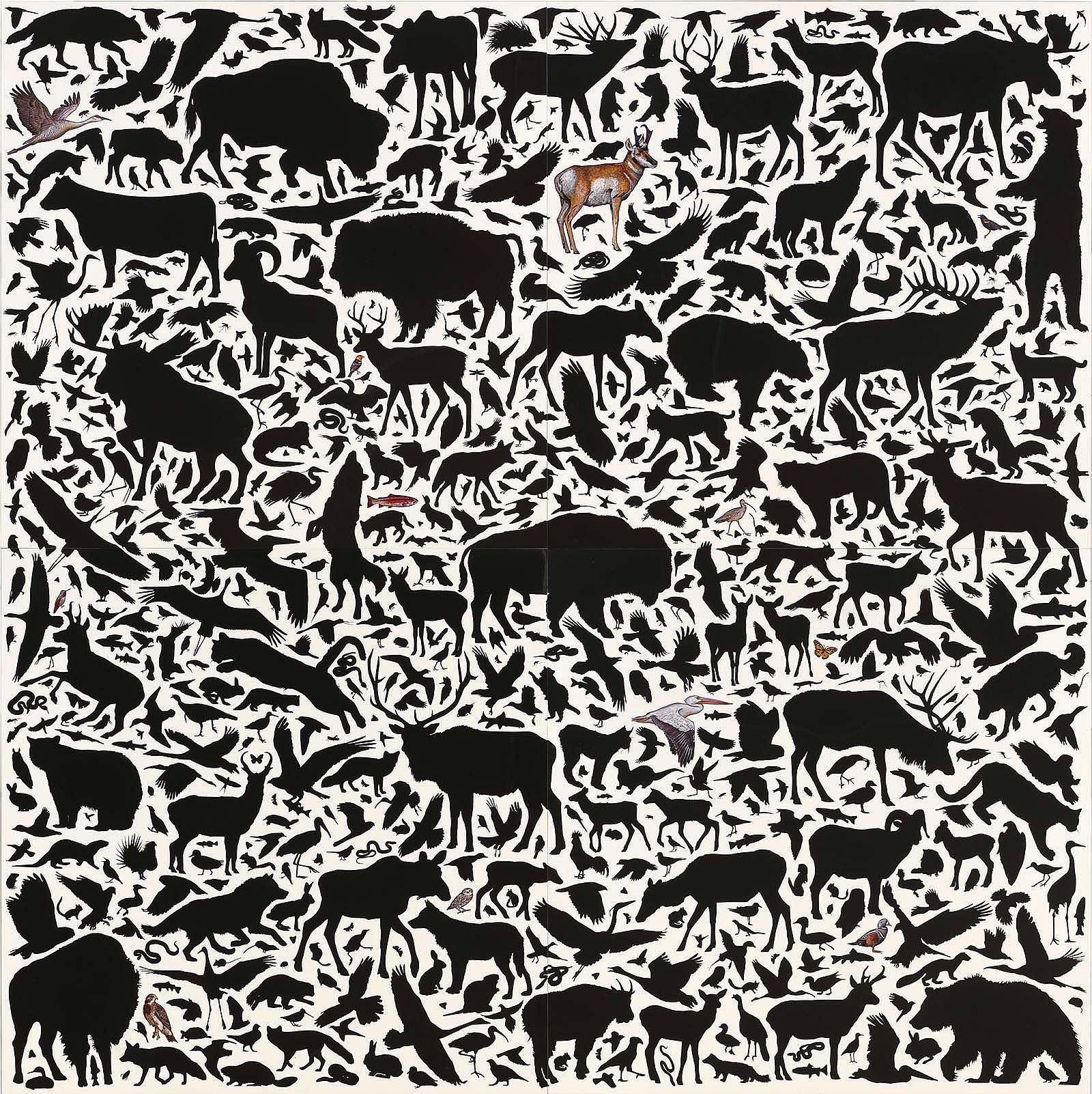 James Prosek. Yellowstone Composition No. 1, 2016. Mixed media on wood panel. William E. Weiss Memorial Fund Purchase. 3.16.1 (Photography: Tim Nighswander/IMAGING4ART)
