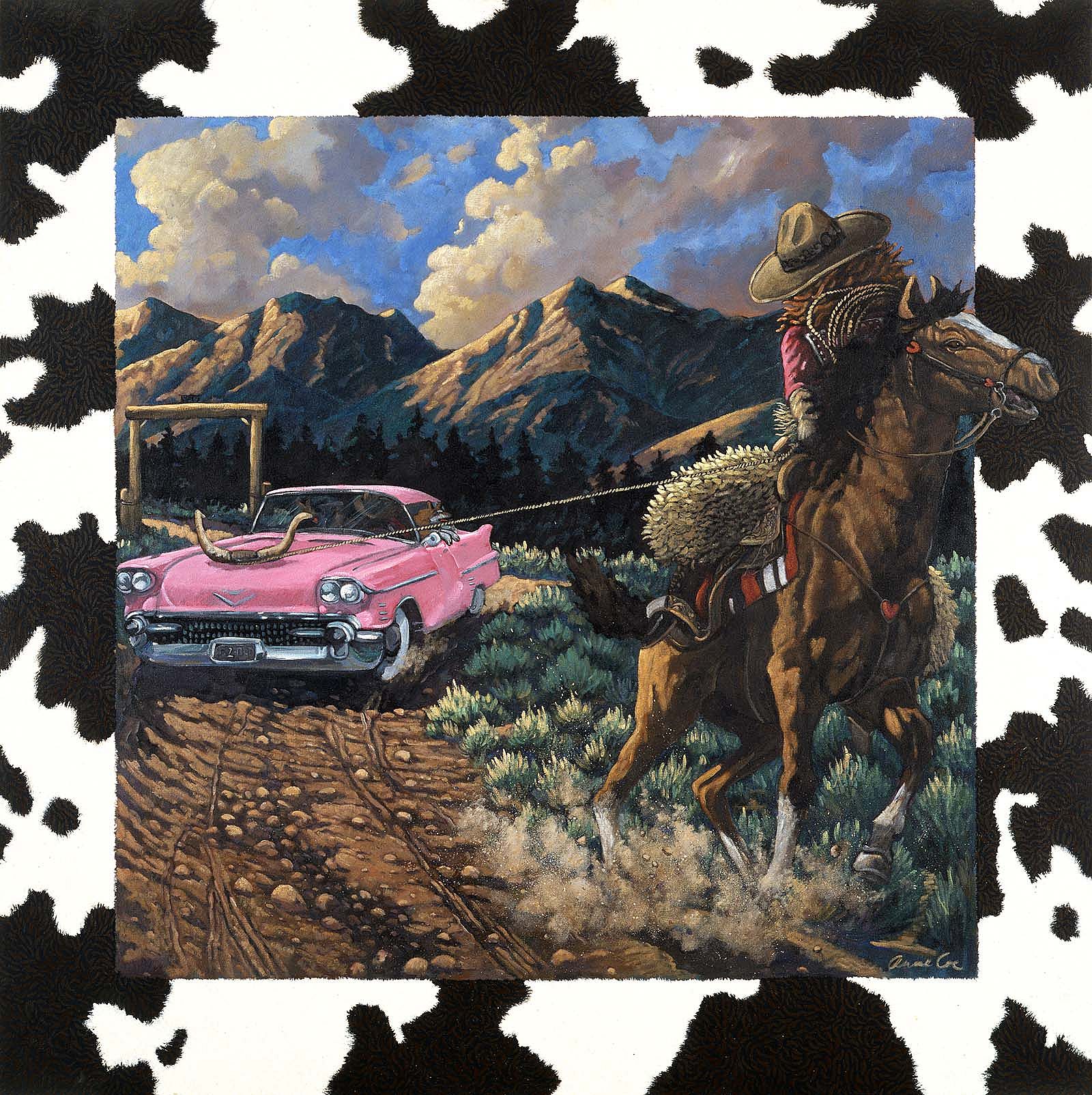 Anne Coe (American, b. 1949), At the End of Her Rope, 1992. Acrylic on canvas, 50.5 x 50.5 inches. Buffalo Bill Center of the West, Cody, Wyoming. Gift of the artist and Mr. and Mrs. W.D. Weiss. 2.93.1