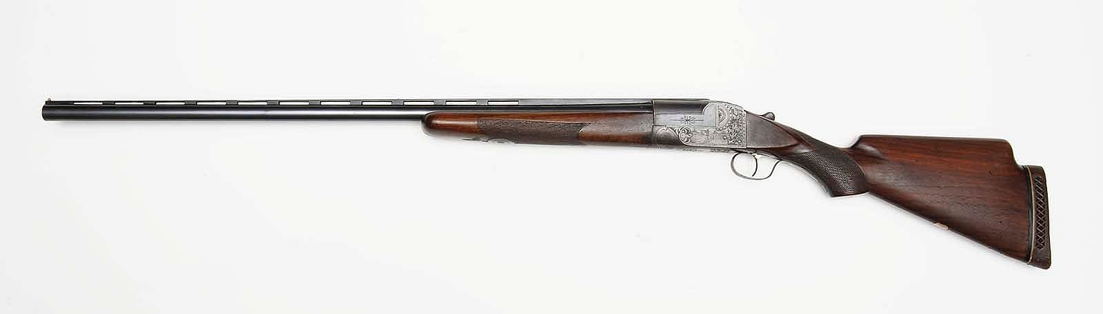Ithaca Single Barrel Trap Gun, 12 gauge, Serial Number 264501, owned by Annie Oakley, stock was changed by a later owner. Gift of Donald Lawson In Honor and Memory of Joseph L. Box. 2008.10.1
